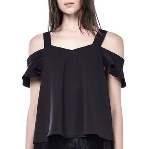 ZARA - After Market - black cold shoulder top